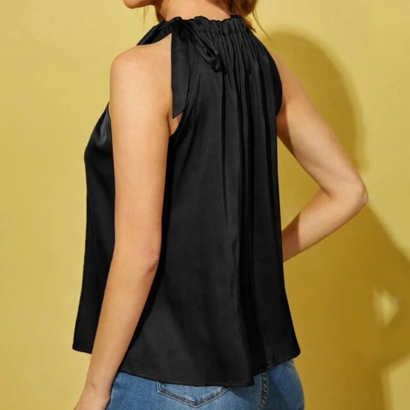 Boho tie neck satin top - Picture 8 of 14